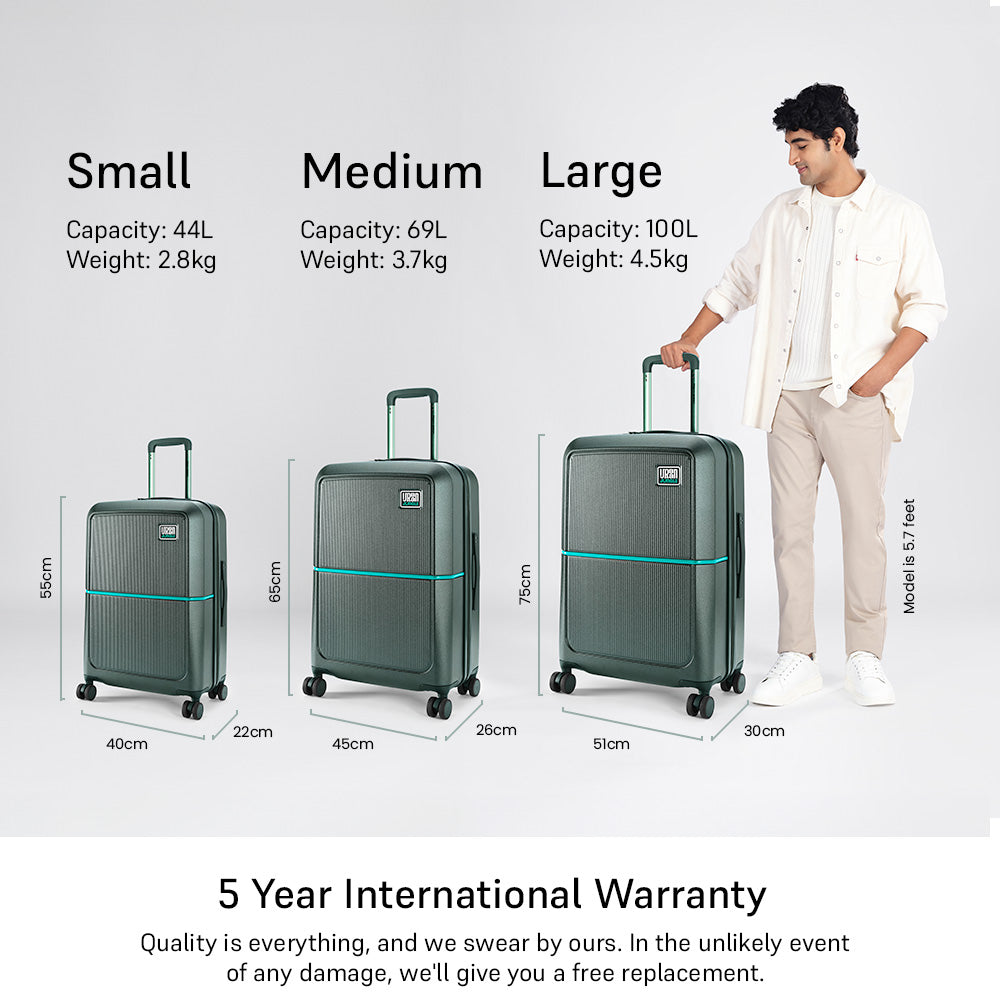 Caliber Hard Luggage Set of 2 (Cabin & Medium) – Forest Green