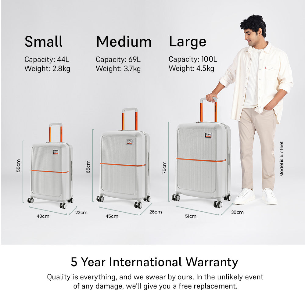 Caliber Hard Luggage Set of 2 (Cabin & Medium) – Casper Grey