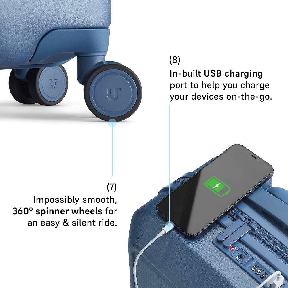 Caliber Hard Luggage - Cabin – Azure Blue