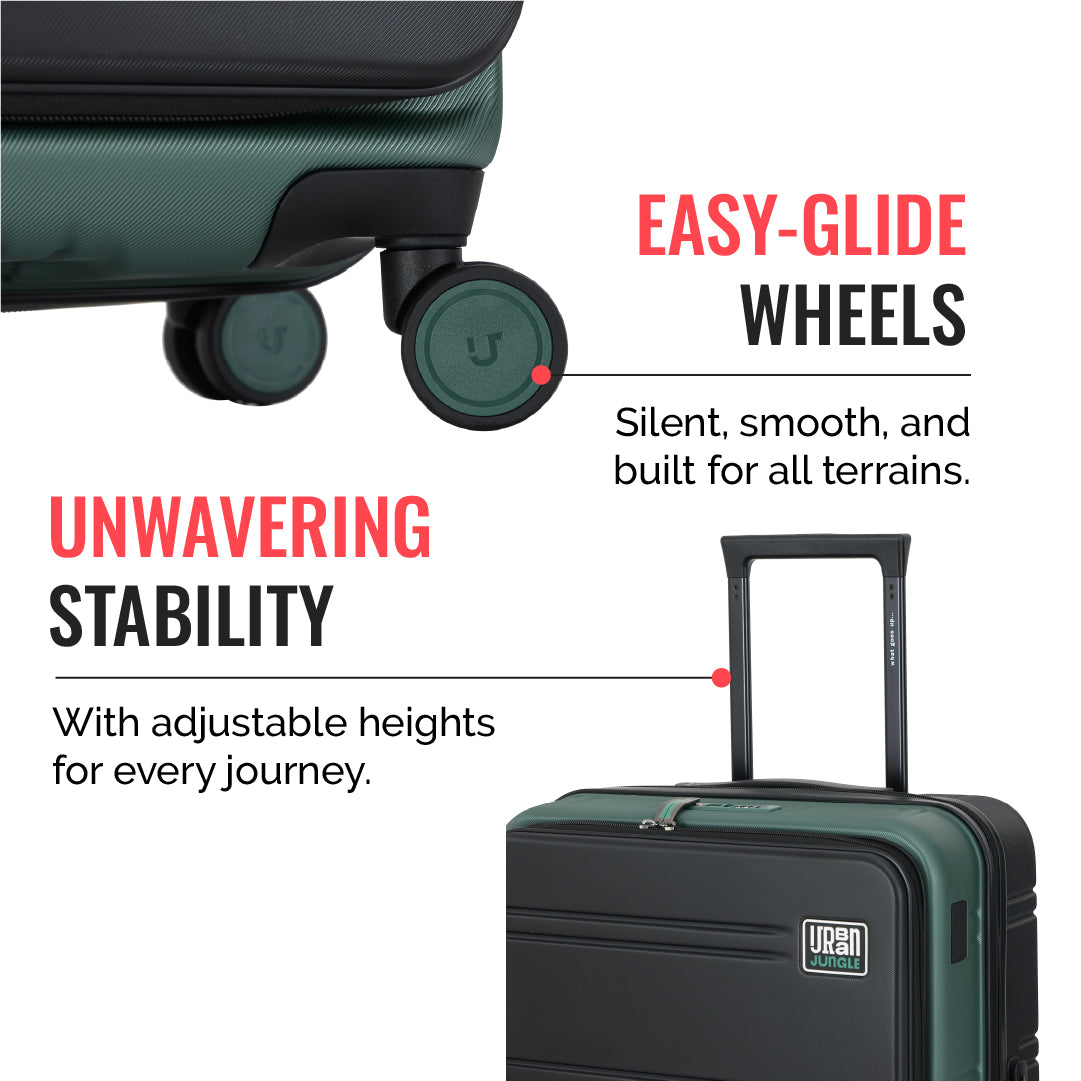 Hold All Hard Luggage - Set of 3 (Cabin, Medium, Large) - Green
