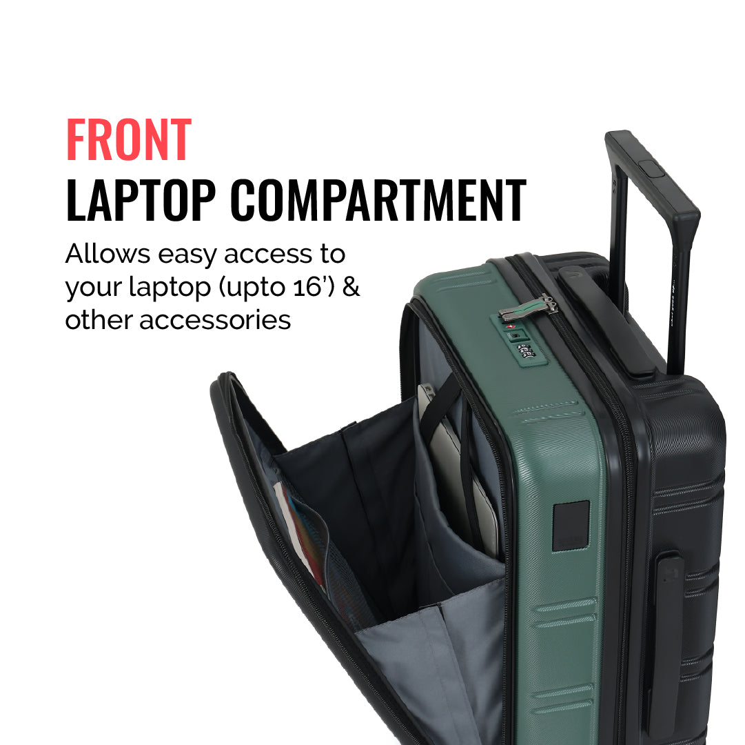 Hold All Hard Luggage - Set of 2 (Cabin, Medium) - Green