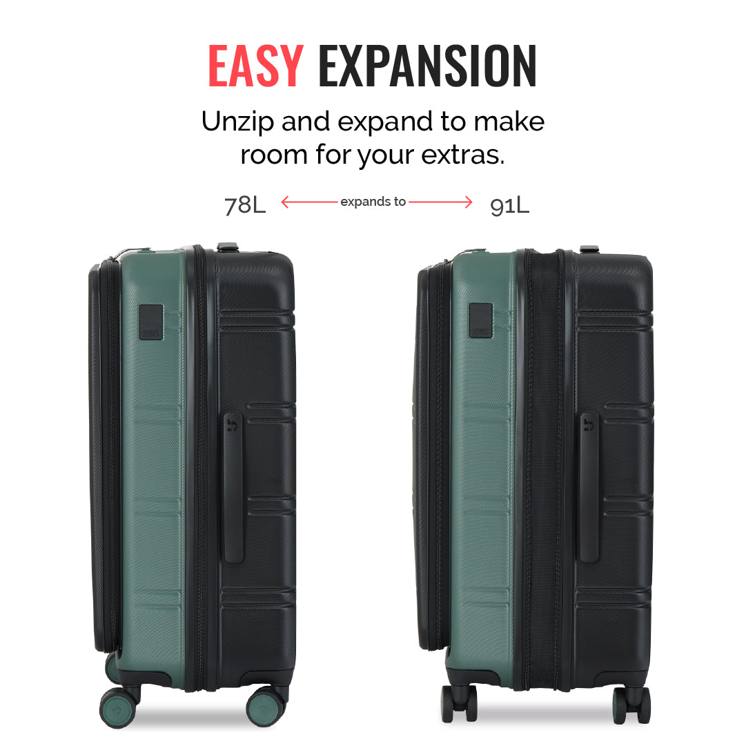 Hold All Hard Luggage - Set of 3 (Cabin, Medium, Large) - Green