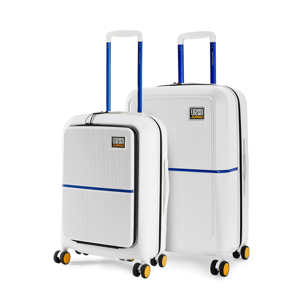 Caliber Hard Luggage - Ivory White - Set of 2 (Front Open Cabin and Medium)