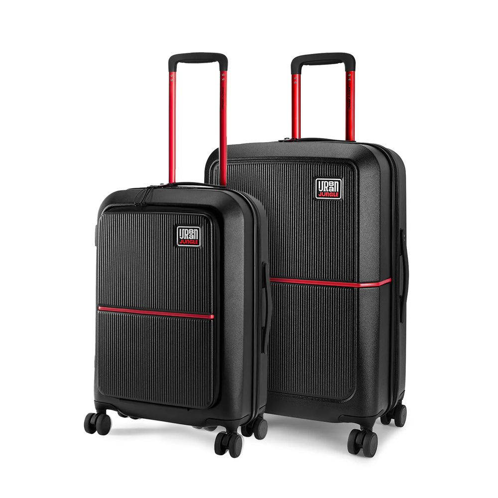Caliber Hard Luggage - Carbon Black - Set of 2 (Front Open Cabin and Medium)