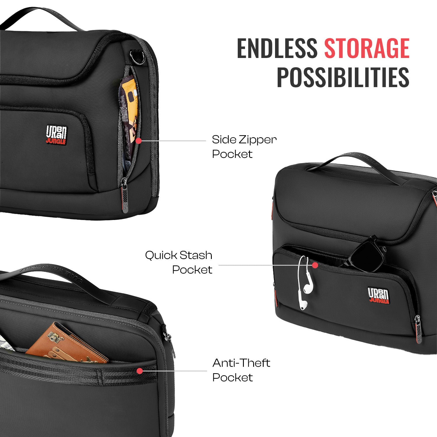 City stride Satchel - Black