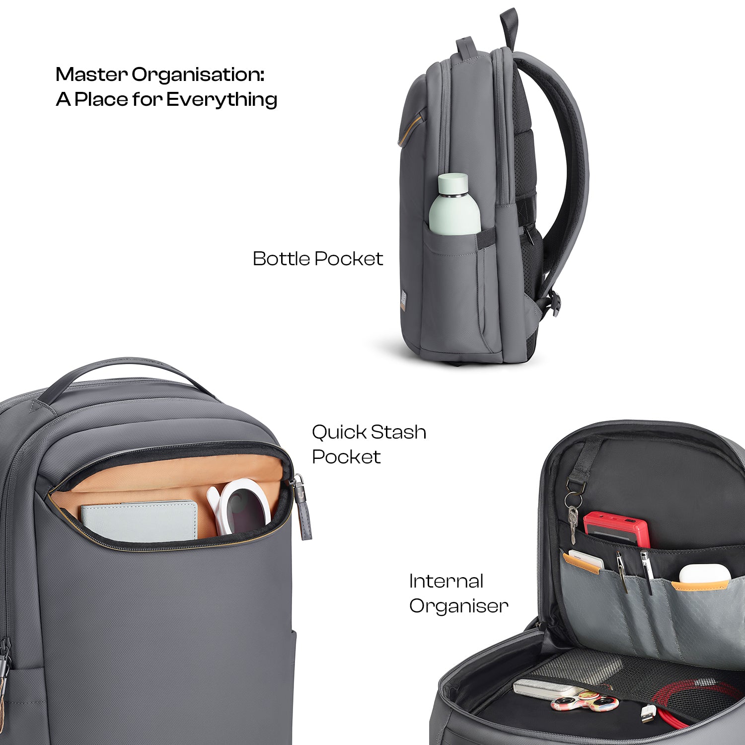 Passenger Workpack by Urban Jungle with Internal Organiser, Water-Resistant Fabric, Laptop Compartment and Trolley Sleeve