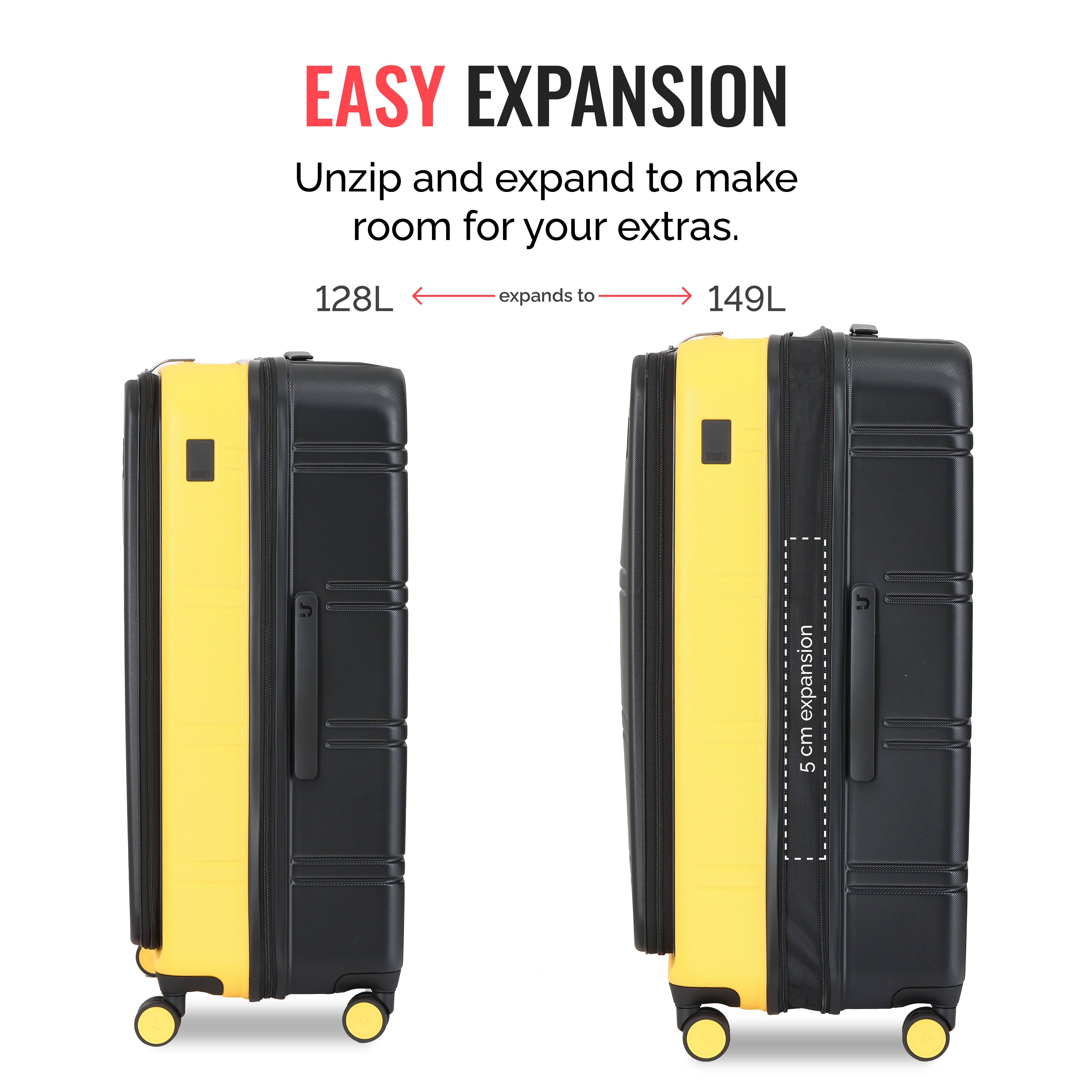 Hold All Hard Luggage - Set of 3 (Cabin, Medium, Large)