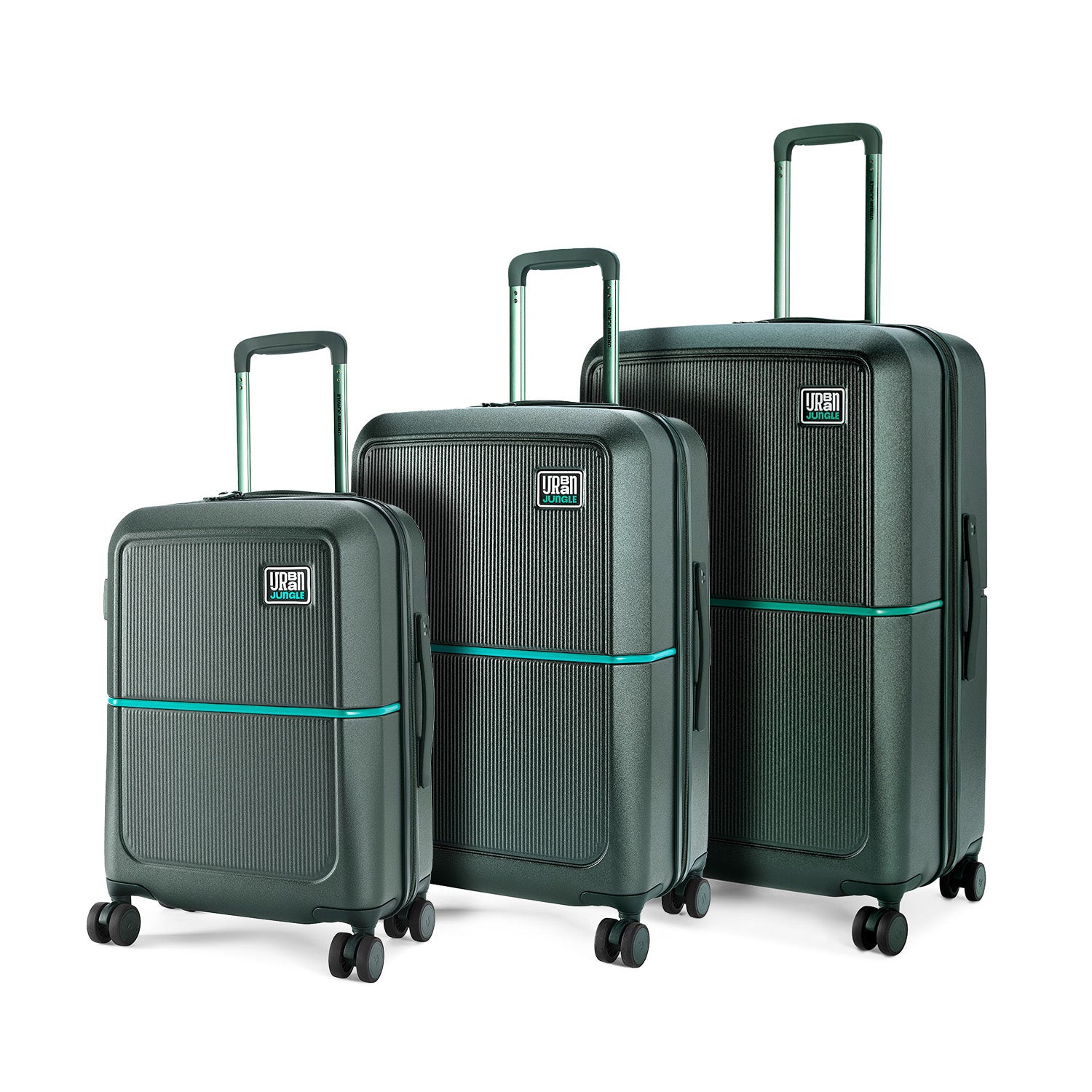 Set of 3 (Cabin, Medium & Large) Hard Luggage – Forest Green