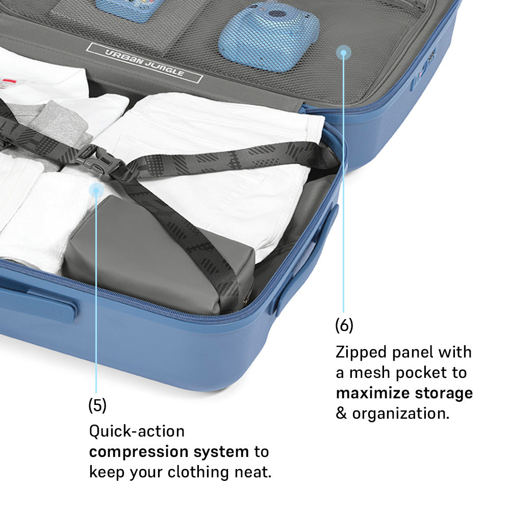 Set of 2 (Cabin & Medium) Hard Luggage – Skyline Blue