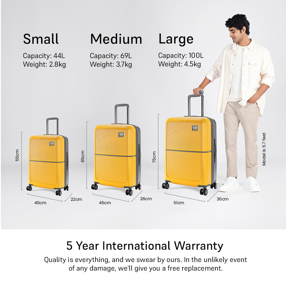 Set of 3 (Cabin, Medium & Large) Hard Luggage – Urban Yellow