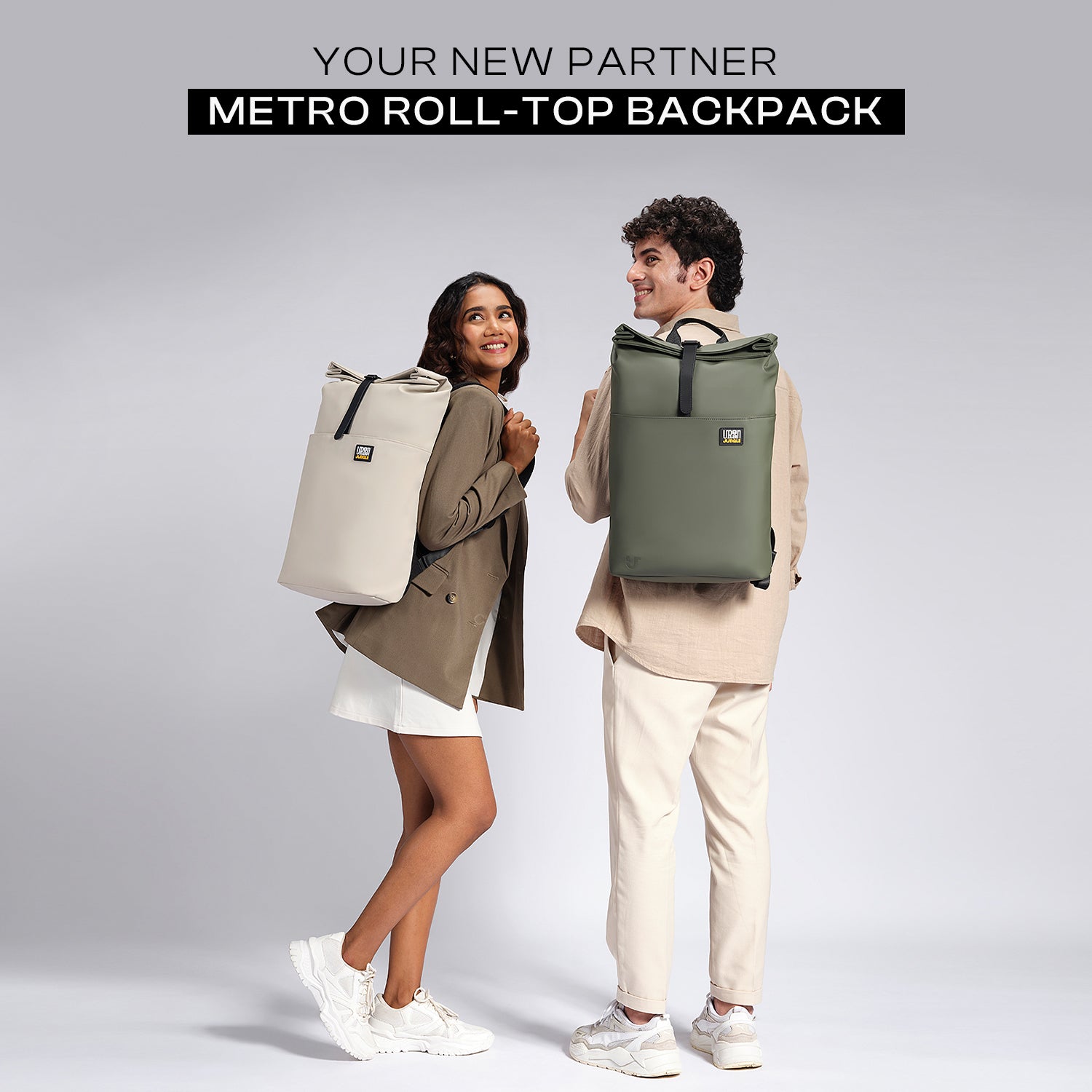 Metro Roll-Top Backpack - Cream