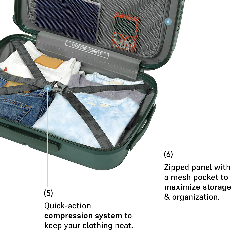 Front Open Cabin Hard Luggage – Spring Dark Green