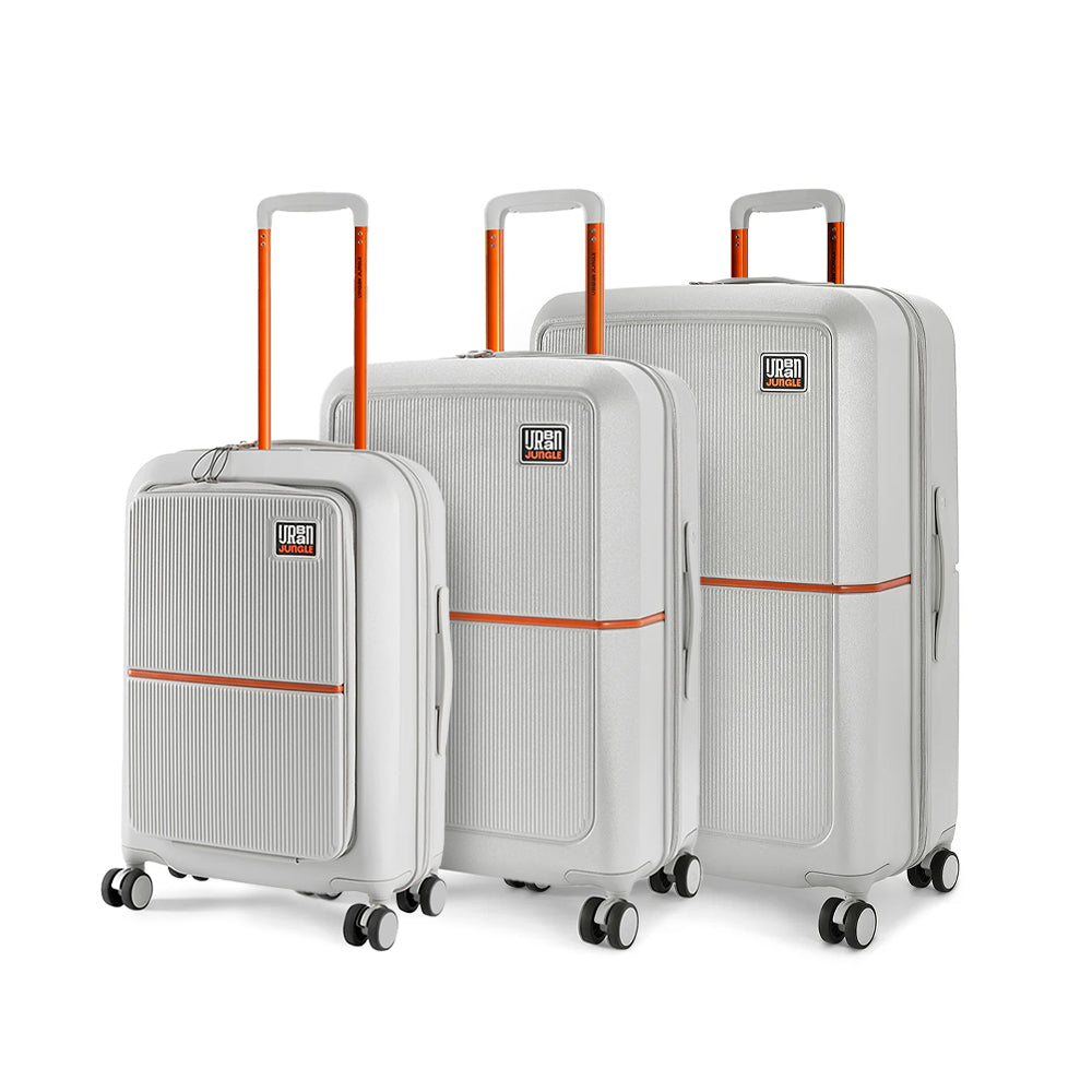 Caliber Hard Luggage - Casper Grey - Set of 3 (Front Open Cabin with Medium and Large)