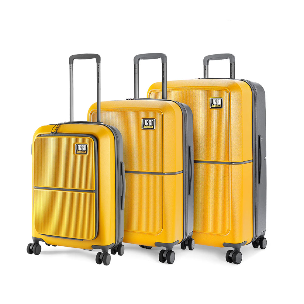Caliber Hard Luggage - Solstice Yellow - Set of 3 (Front Open Cabin with Medium and Large)